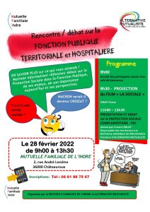 Mutuelle Familiale de l'Indre - Rencontre / débat sur la fonction publique Territoriale et Hospitalière - 28 février 2022
