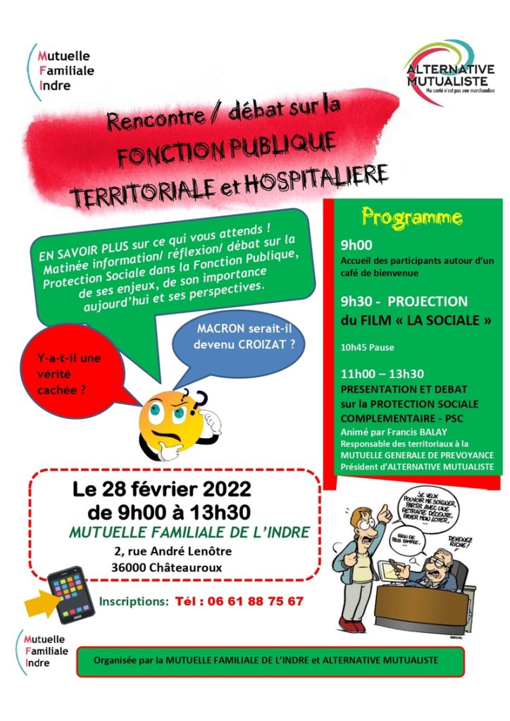 Mutuelle Familiale de l'Indre - Rencontre / débat sur la fonction publique Territoriale et Hospitalière - 28 février 2022
